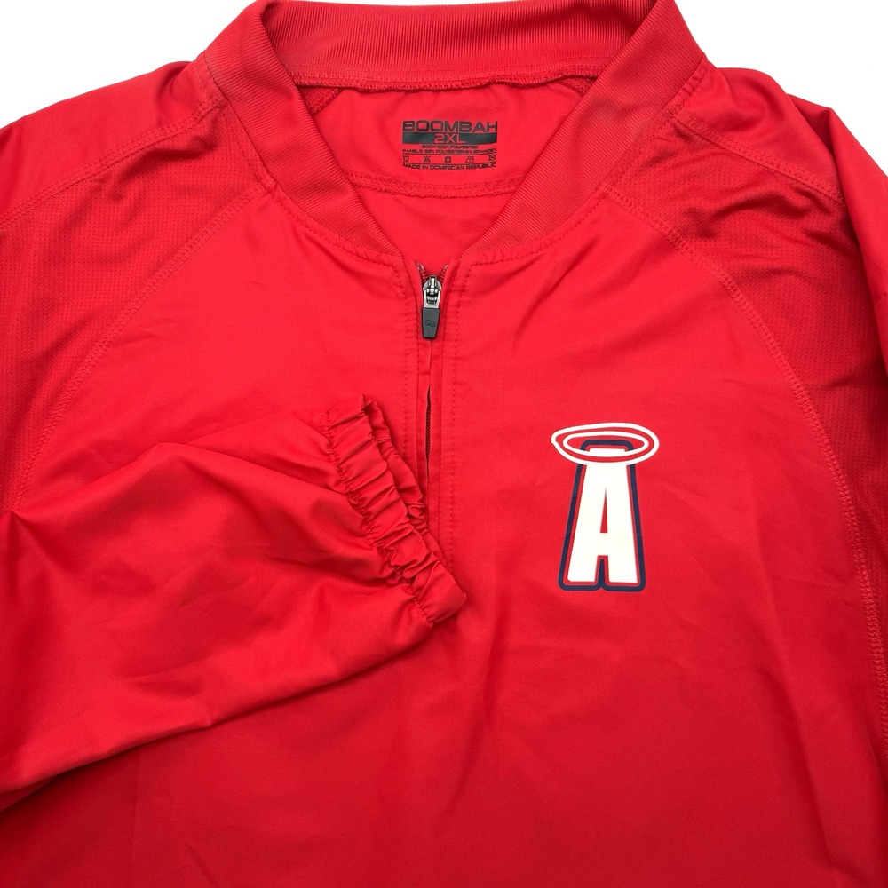 Boombah Pullover Windshirt Men 2XL Red Los Angeles Angels‎ MLB Quarter Zip Logo
